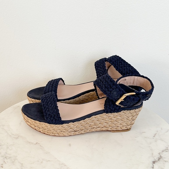 NEW Stuart Weitzman Alex Espadrille Low Wedges Midnight Blue Size 10 - Picture 7 of 11